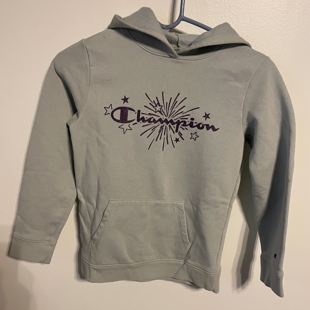 Champion Hoodie Youth Girls Blue & Purple Pull Over Sweater Sweatshirt Sz Medium